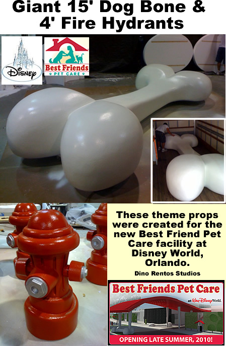 Big Giant Dog Bone and Fire Hydrants Foam Props