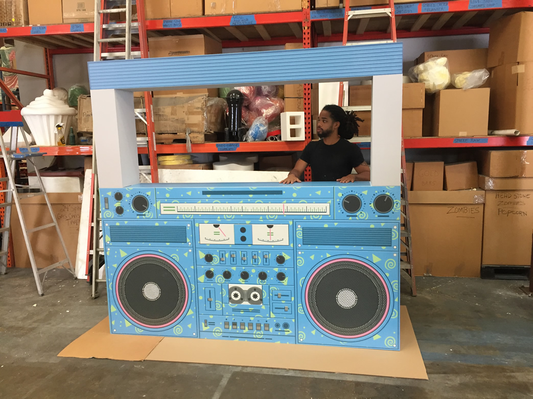 80s boom box print on foam sculpture prop