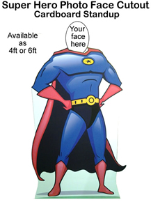 Superhero Photo Face Cutout Cardboard Standup Prop