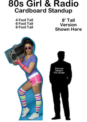 80s Girl & Radio Cardboard Cutout Standup Prop